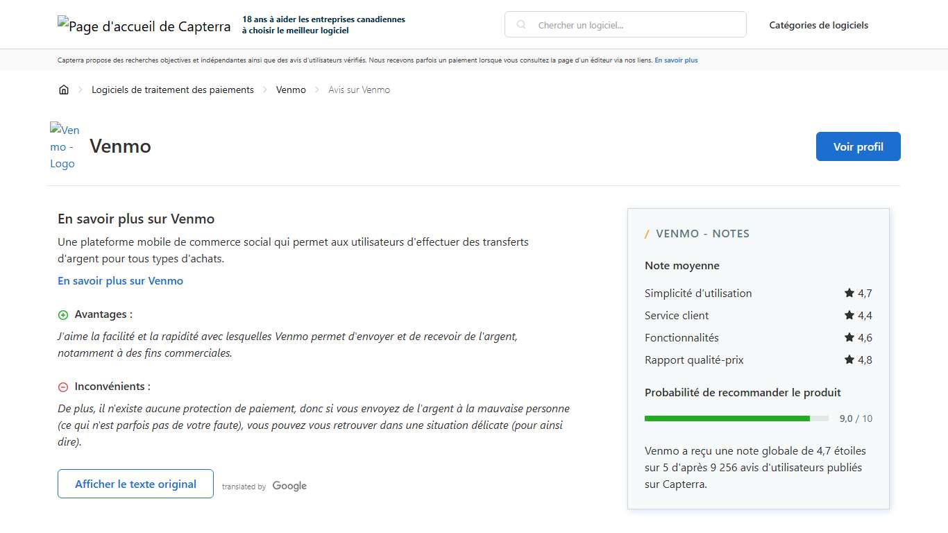 Venmo : avis utilisateurs vérifiés - Capterra Canada 2026